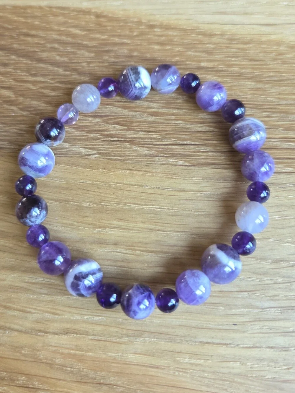 Amethyst Beaded Stretch Bracelet | Handmade